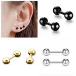 Surgical Steel Balls Barbell Stud Earrings Screw Ball Back Piercing