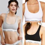 Calvin Klein Women's Cotton Stretch Bra Sports Underwear Racer Cross Back 3 PACK