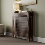 Radiator Cover Walnut Modern Horizontal Slat Shelves MDF Cabinet Shelf Small