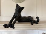 Grant Palmer Cold Cast Bronze Cat Sculpture Ornament Signed Grant Black Cat Art