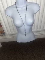 Vintage Vatican Catholic Rosary Black Ebony Oval Beads Prayer Cross