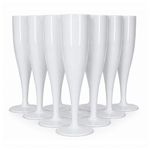 Pack of 20 White Plastic Champagne Flutes 175ml Prosecco Glasses