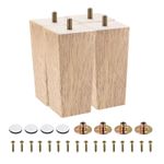 Furniture Legs, 150mm Set of 4 Square Wood Couch Legs, with Accessories
