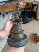 Bronze Fisher Boy Statue Figurine Bronze Statue Marble Base Home Decor Art