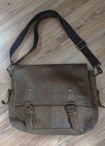 Vintage Ted Baker 16" Brown Leather Satchel Laptop Business Messenger Bag
