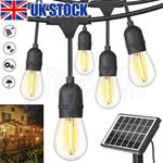 15m 20m Solar LED Festoon String Lights Heavy Duty Outdoor Garden Party Light