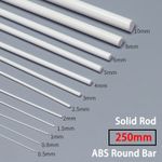 ABS Round Bar Dia 1/2/3/4/5/6mm Styrene Plastic Strips Rod Plasticard 250mm Long