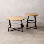 ROUND COFFEE TABLE SET OF TWO LIGHT OAK COFFEE TABLES CONTEMPORARY TABLE SET