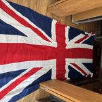 XL Vintage Union Jack HMS Albion Landing L14 Ship Flag 2005 W 105” X Drop 52.5"