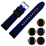 Dive Watch Strap Silicone Two Tone Rubber Black Colour Quick Release 20 22 24 mm