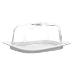 Glass Butter Dish. Transparent Storage Container with Lid. Butter Keeper Plate.