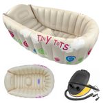 NEW TINY TOTS INFLATABLE BABY BATH HOT TUB HEAT SENSOR INFANT +  FootPump