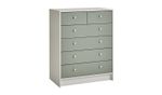 Kids Malibu 6 drawer Chest Green and White Childrens Bedroom Storage