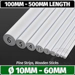 WOODEN DOWELS 10cm-50cm Length White Craft Pole Stick Pine Wood Ø10-60mm