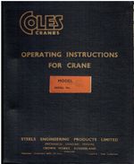 COLES S510 DILIGENT CRANE 1958 FACTORY OPERATING & MAINTENANCE INSTRUCTIONS BOOK
