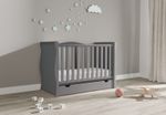 Baby Willow Grey Sleigh Cot / Mini Cot Bed Drawer optional mattress 120x60x10cm