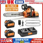 42V 16-Inch Cordless Chainsaw with 2X 4.5Ah Battery & Dual Charger Brushless