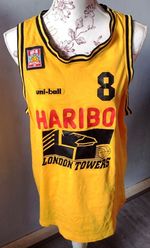 London Towers Basketball Match Worn Vintage No. 8 Home Shirt Haribo M M-one