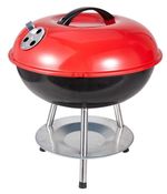 SMALL CHARCOAL BBQ RED FREE STANDING PORTABLE WITH LID CAMPING BEACH COOKER