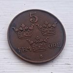 Sweden 5 Öre Coin 1919 "MED FOLKET FÖR FOSTERLANDET" Uncertified