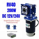 RV40 High Torque Worm Gear Reducer Gearbox 200W DC 12V/24V Electric Gear Motor