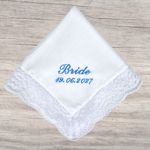 Bride Handkerchief Personalised Embroidered Lace Cotton - Wedding Hanky