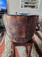 A Victorian Antique Copper Log Basket/planter 49cm19.5" Diameter X 33cm/13" Deep