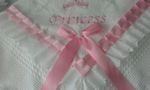 beautiful white/pink baby girls shawl **NEW**  PRINCESS can be personalised