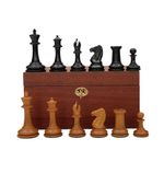 Antiqued Harrwitz Chessmen and Mahogany Deluxe Box