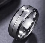 Titanium Wedding Ring Men Women Brushed Matt Groove Unisex Engagement Band Gift