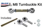 M8 Turnbuckle Kit Adjustment 110mm Upwards + Lock Nuts -Choose Rod Ends to Suit 