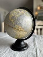 George F. Cram Company "Silver Oceans" globe, manufactured  in 1935-1936, 10.5 