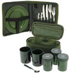 NGT FISHING BREW KIT SET CUTLERY SET 2 CUPS 3 POTS TEA CASE CARP TACKLE CAMPING