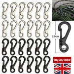 10-100X Stainless Steel Carabiner Clip,Carabina Clips Heavy Duty Snap Hook UK