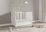Baby Willow White Sleigh Cot / Mini Cot Bed Drawer optional mattress 120x60x10