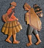 Vintage Andean Hand-Carved Wooden Wall Plaques – Peruvian Folk Art Couple