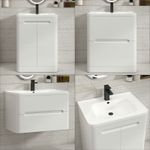 600/700/800 Bathroom Vanity Unit Storage Cabinet Ceramic Basin Sink Gloss White
