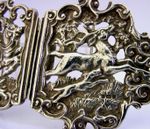 BEAUTIFUL HEAVY 88g STAG HUNT STERLING SILVER NURSES BELT BUCKLE 1978 ENGLISH