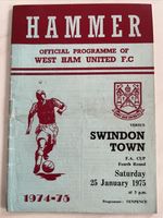 West Ham United Vs Swindon FA Cup Jan 1975 Football Programme 