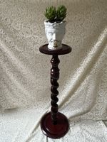 Vintage 33” Tall Barley Twist Carved Wooden Floor Pedestal Plant  Display Stand