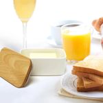 Butter Dish With Lid Ceramic Porcelain Storage Container Kitchen Holder White