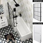 1500/1600/1700mm L Shape Shower Bathtub Front & End MDF Panel + Shower Screen