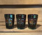 3 x Kitsch Iridescent Glass Shot Glasses with Fruit Design Detail #NBR42