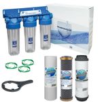 3 Stage Whole House High Flow Water Filter Dechlorinator Chlorine Removal 3/4"
