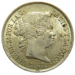 1867 Spain Silver 40 Centimos Coin In High Grade
