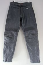 SKINTAN BLACK COWHIDE LEATHER BIKER TROUSERS: WAIST 32 INCHES/LEG 30 INCHES