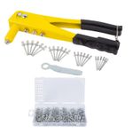 HEAVY DUTY HAND RIVET GUN 4 HEAD NOZZLE RIVETER + 380 ASSORTED POP RIVETS