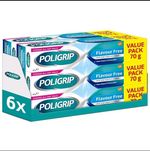 Poligrip Flavour Free Denture Fixative Cream Value Pack 70g x  6 Pack
