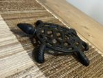 Vintage Cottagecore Caste Iron Tortoise Turtle Heavy Black Trivet Stand VGC