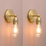 Two Vintage Industrial Wall Sconce Lights Antique Bare Holder Fitting Wall Lamps